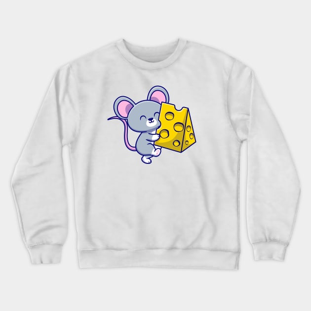 Cute Mouse Holding Cheese Crewneck Sweatshirt by Catalyst Labs